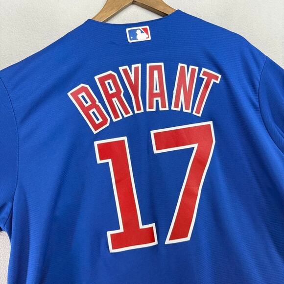 Chicago Cubs Jersey Men's 2XL Blue Majestic Cool Base Kris Bryant Sewn Stitched - Picture 8 of 9